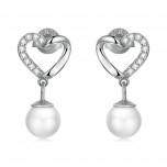 Cercei argint Elegant Love Pearl